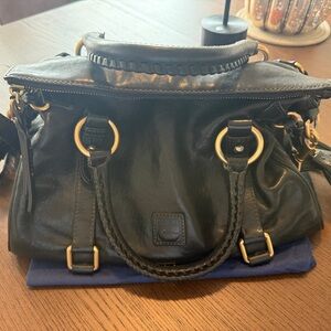 Dooney & Bourke Black Satchel with Gold Accents